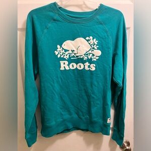ROOTS Sweatshirt Teal Beaver size Medium